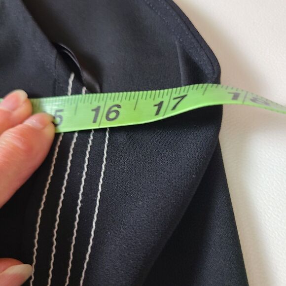 Ann Taylor Dress 8 Black White Stitch Bow Tie Neck A-Line Clueless Preppy Read - Picture 10 of 13